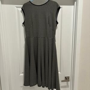 Danny and Nicole Black and Taupe Polka Dot Knit Dress Size 14 NWTs